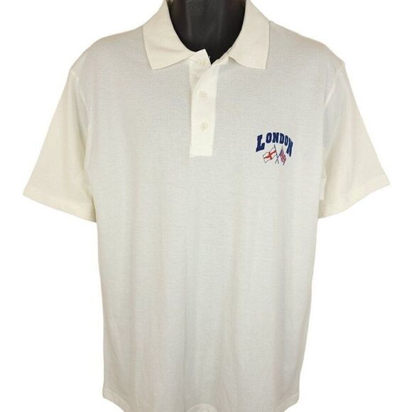 London Polo Shirt Vintage 90s United Kingdom UK England Travel Mens Size Large - Picture 1 of 5